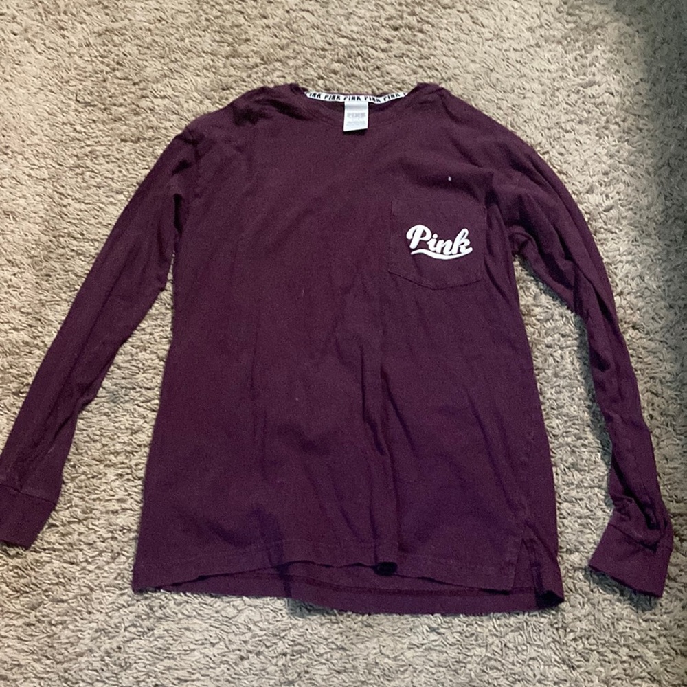 PINK Maroon Long Sleeve Shirt